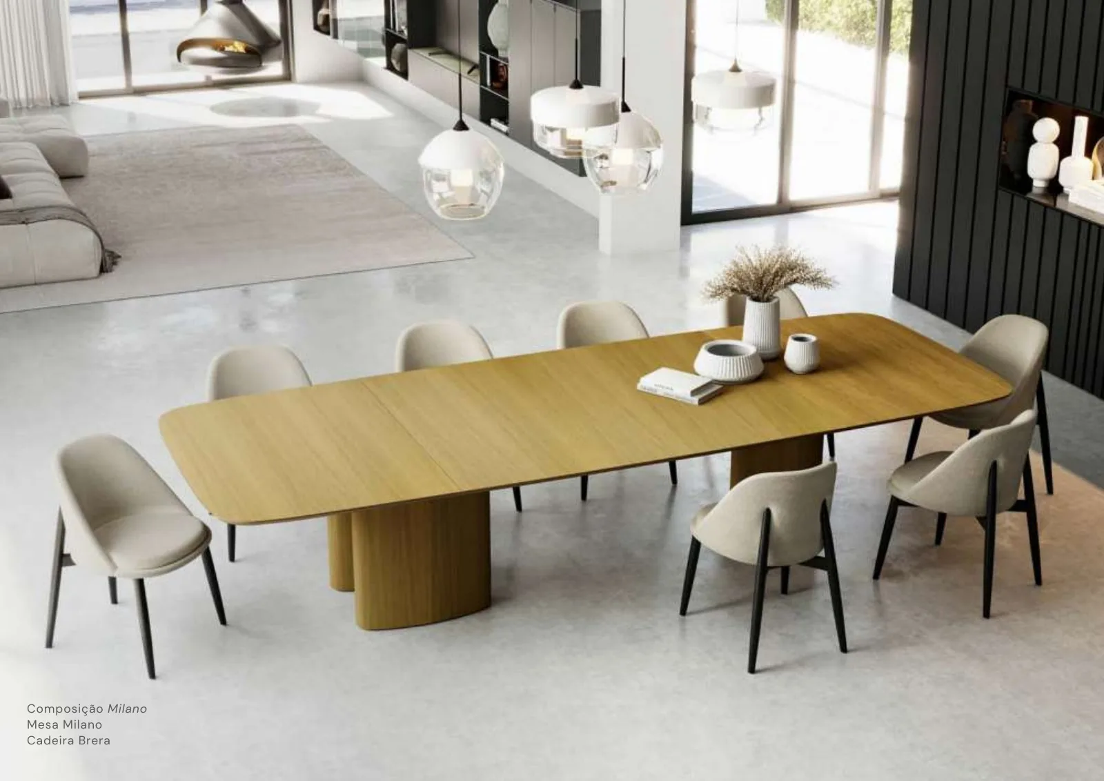 Composição Milano com mesa contemporânea